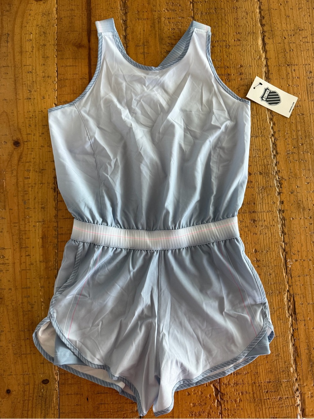 K-Swiss Light Blue Athletic Romper with Elastic Waistband